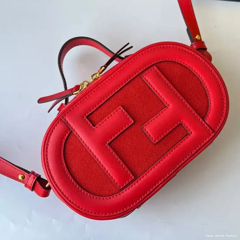 Cheap HOT O'Lock Camera In Red Calf Leather Mini Fendi Case 0407